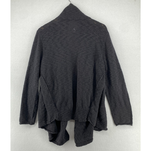 EILEEN FISHER Cardigan XL Organic Cotton Slub Shawl Draped Open Front Gray - Picture 3 of 14